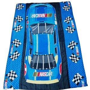 Vtg Dan River NASCAR Twin Size Reversible Bed Comforter Blanket Race Car 60"X84"
